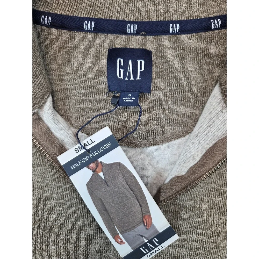 Gap 1/4 Zip Sweater Mens Small Brown Pullover NWT New Tags